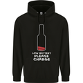 Funny Beer Alcohol Please Charge Mens 80% Cotton Hoodie Black