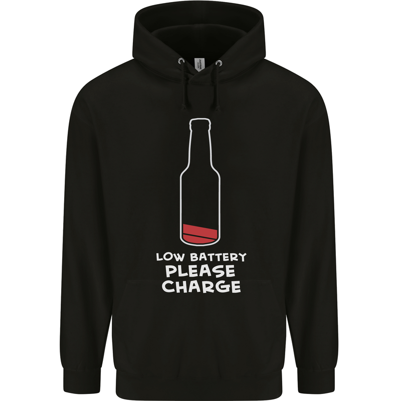 Funny Beer Alcohol Please Charge Mens 80% Cotton Hoodie Black