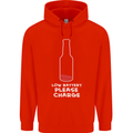 Funny Beer Alcohol Please Charge Mens 80% Cotton Hoodie Bright Red