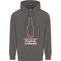 Funny Beer Alcohol Please Charge Mens 80% Cotton Hoodie Charcoal