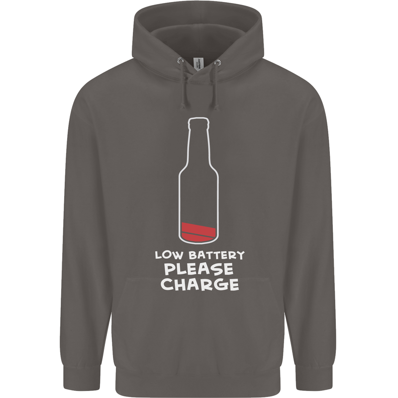 Funny Beer Alcohol Please Charge Mens 80% Cotton Hoodie Charcoal