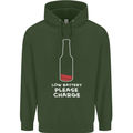 Funny Beer Alcohol Please Charge Mens 80% Cotton Hoodie Forest Green