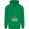 Funny Beer Alcohol Please Charge Mens 80% Cotton Hoodie Irish Green