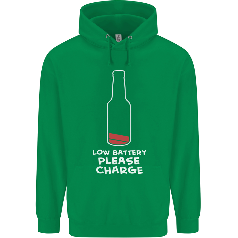 Funny Beer Alcohol Please Charge Mens 80% Cotton Hoodie Irish Green