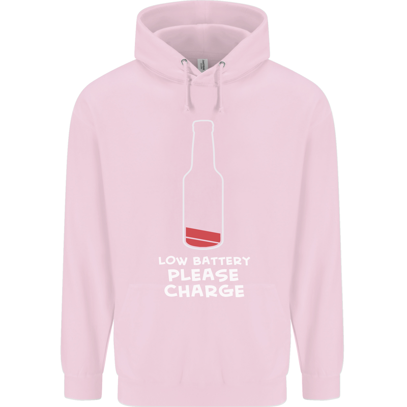 Funny Beer Alcohol Please Charge Mens 80% Cotton Hoodie Light Pink