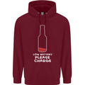 Funny Beer Alcohol Please Charge Mens 80% Cotton Hoodie Maroon
