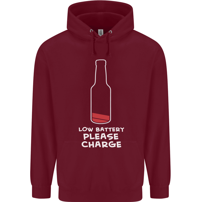 Funny Beer Alcohol Please Charge Mens 80% Cotton Hoodie Maroon