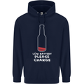 Funny Beer Alcohol Please Charge Mens 80% Cotton Hoodie Navy Blue