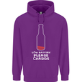 Funny Beer Alcohol Please Charge Mens 80% Cotton Hoodie Purple
