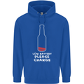 Funny Beer Alcohol Please Charge Mens 80% Cotton Hoodie Royal Blue
