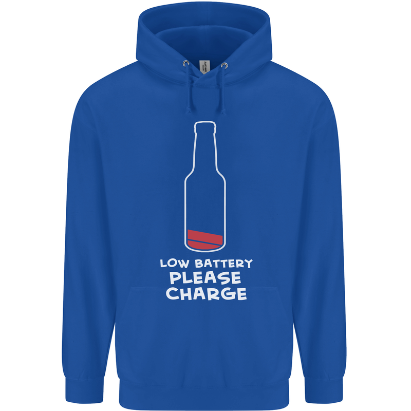Funny Beer Alcohol Please Charge Mens 80% Cotton Hoodie Royal Blue