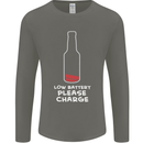 Funny Beer Alcohol Please Charge Mens Long Sleeve T-Shirt Charcoal