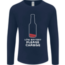 Funny Beer Alcohol Please Charge Mens Long Sleeve T-Shirt Navy Blue