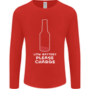 Funny Beer Alcohol Please Charge Mens Long Sleeve T-Shirt Red