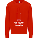 Funny Beer Alcohol Please Charge Mens Sweatshirt Jumper Bright Red