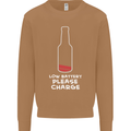 Funny Beer Alcohol Please Charge Mens Sweatshirt Jumper Caramel Latte