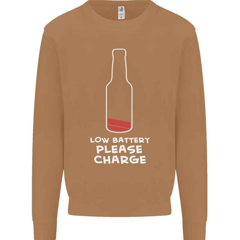 Funny Beer Alcohol Please Charge Mens Sweatshirt Jumper Caramel Latte