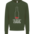 Funny Beer Alcohol Please Charge Mens Sweatshirt Jumper Forest Green