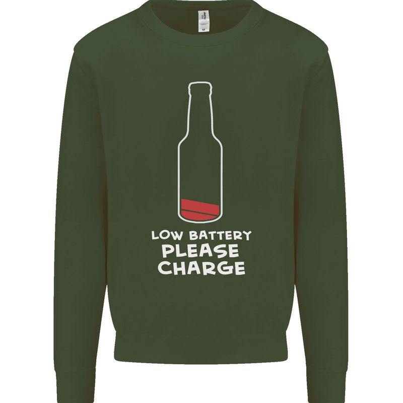Funny Beer Alcohol Please Charge Mens Sweatshirt Jumper Forest Green