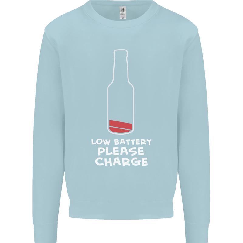 Funny Beer Alcohol Please Charge Mens Sweatshirt Jumper Light Blue