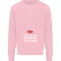 Funny Beer Alcohol Please Charge Mens Sweatshirt Jumper Light Pink