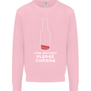 Funny Beer Alcohol Please Charge Mens Sweatshirt Jumper Light Pink