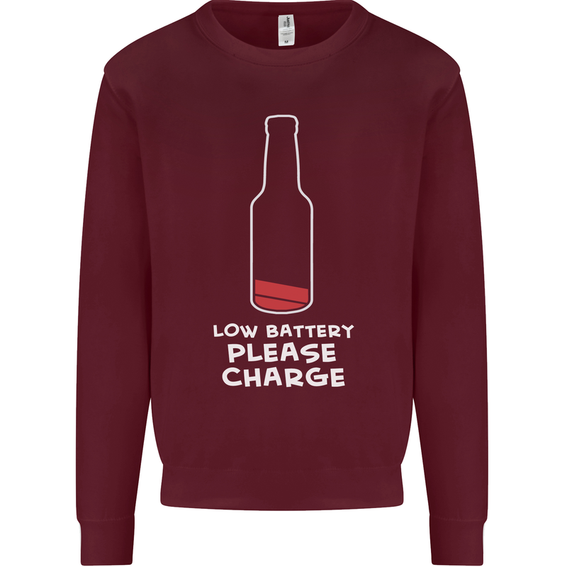 Funny Beer Alcohol Please Charge Mens Sweatshirt Jumper Maroon