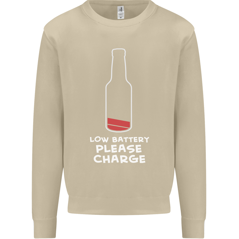 Funny Beer Alcohol Please Charge Mens Sweatshirt Jumper Sand