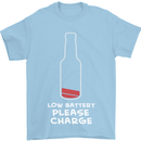Funny Beer Alcohol Please Charge Mens T-Shirt Cotton Gildan Light Blue