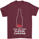 Funny Beer Alcohol Please Charge Mens T-Shirt Cotton Gildan Maroon