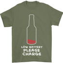 Funny Beer Alcohol Please Charge Mens T-Shirt Cotton Gildan Military Green