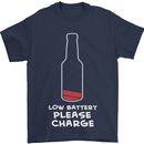 Funny Beer Alcohol Please Charge Mens T-Shirt Cotton Gildan Navy Blue