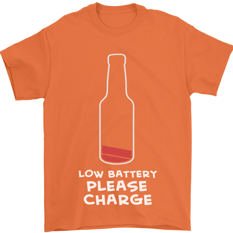 Funny Beer Alcohol Please Charge Mens T-Shirt Cotton Gildan Orange