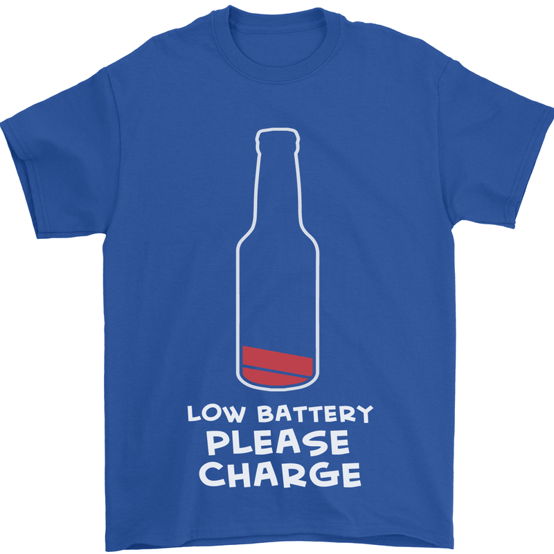 Funny Beer Alcohol Please Charge Mens T-Shirt Cotton Gildan Royal Blue