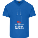 Funny Beer Alcohol Please Charge Mens V-Neck Cotton T-Shirt Royal Blue