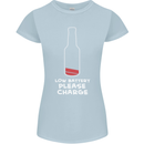 Funny Beer Alcohol Please Charge Womens Petite Cut T-Shirt Light Blue