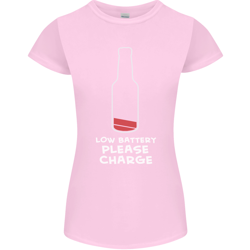 Funny Beer Alcohol Please Charge Womens Petite Cut T-Shirt Light Pink