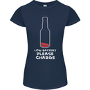 Funny Beer Alcohol Please Charge Womens Petite Cut T-Shirt Navy Blue
