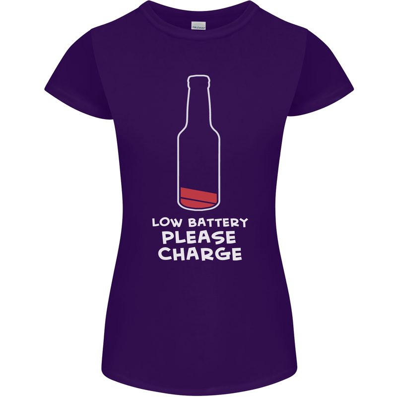 Funny Beer Alcohol Please Charge Womens Petite Cut T-Shirt Purple