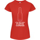 Funny Beer Alcohol Please Charge Womens Petite Cut T-Shirt Red