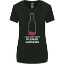 Funny Beer Alcohol Please Charge Womens Wider Cut T-Shirt Black