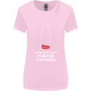 Funny Beer Alcohol Please Charge Womens Wider Cut T-Shirt Light Pink