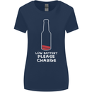 Funny Beer Alcohol Please Charge Womens Wider Cut T-Shirt Navy Blue