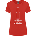 Funny Beer Alcohol Please Charge Womens Wider Cut T-Shirt Red