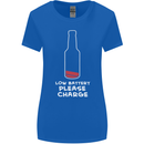 Funny Beer Alcohol Please Charge Womens Wider Cut T-Shirt Royal Blue