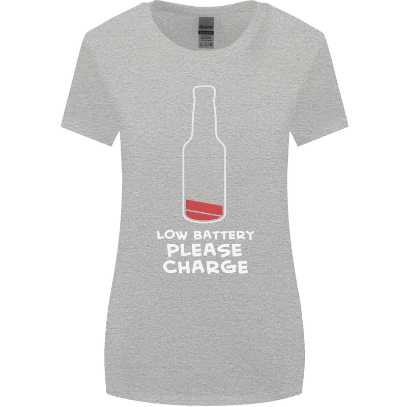 Funny Beer Alcohol Please Charge Womens Wider Cut T-Shirt Sports Grey