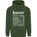 Funny Beer Nutritional Facts Alcohol Childrens Kids Hoodie Forest Green