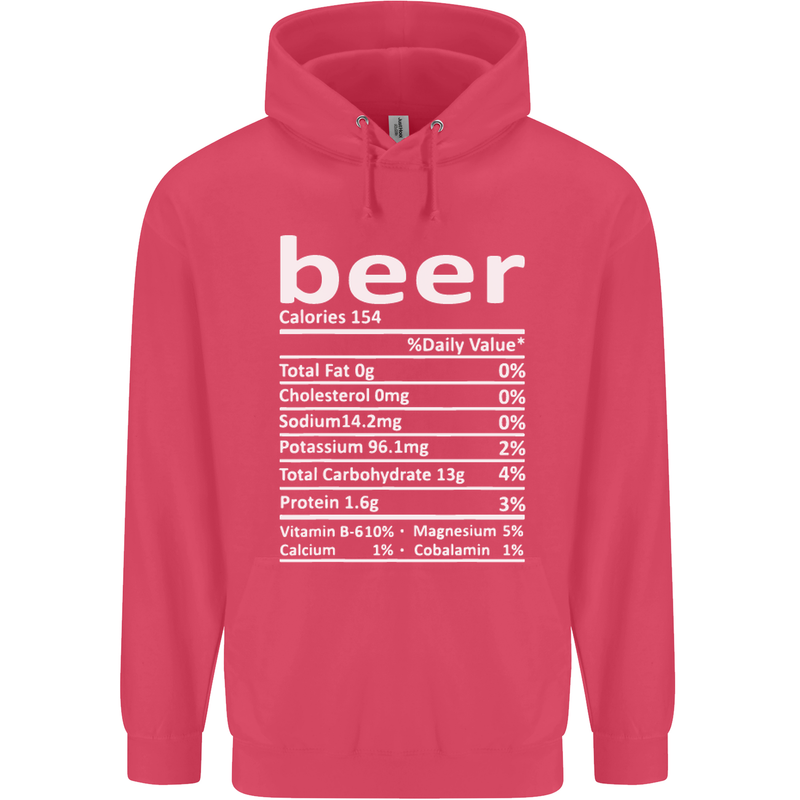 Funny Beer Nutritional Facts Alcohol Childrens Kids Hoodie Heliconia