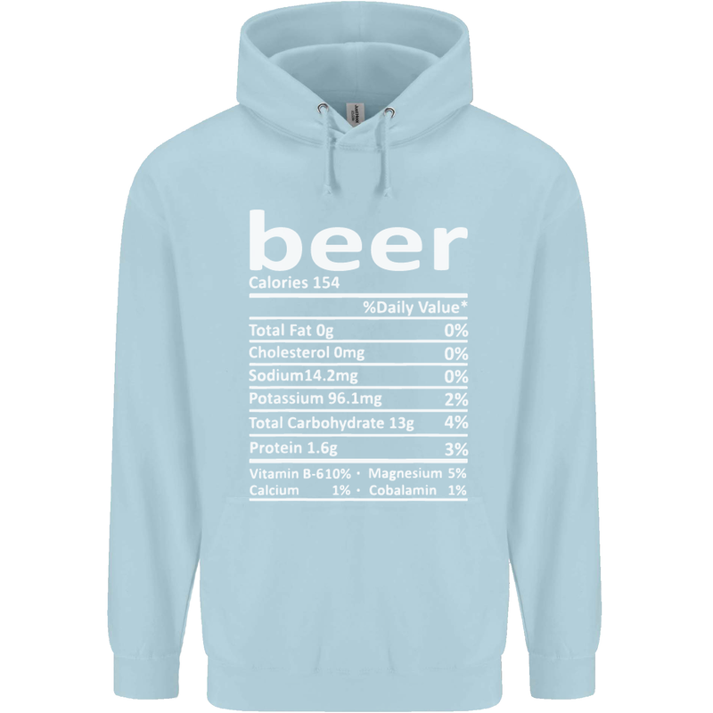 Funny Beer Nutritional Facts Alcohol Childrens Kids Hoodie Light Blue