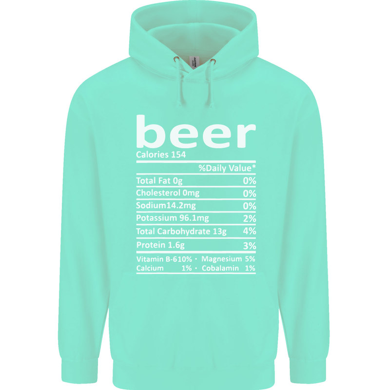 Funny Beer Nutritional Facts Alcohol Childrens Kids Hoodie Peppermint